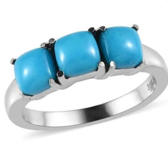 Sleeping Beauty Turquoise 3 Stone Ring - Picture 4 of 12
